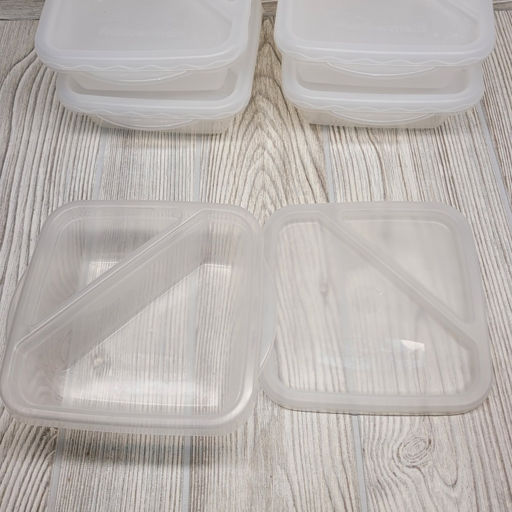 Rubbermaid Food Storage Containers 5pc Set Clear 2 Compartment 2.5 Cup‎ Divided
